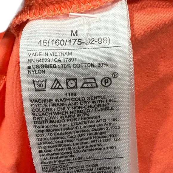 GAP Tie Front Flutter Sleeve Mini Dress Orange Cotton M - Picture 6 of 7